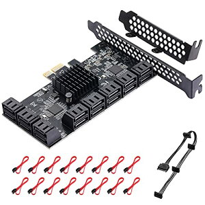 MZHOU PCle16�|�[�gSATAIII�R���g���[���[�g���J�[�h�A6Gbps X1 / X4 / X8 / X16�A16��SATA�P�[�u��