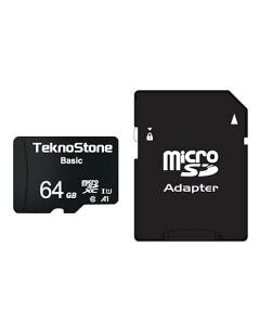 Teknostone microSDXC �������[�J�[�h 64GB �t���T�C�Y�A�_�v�^�[�t�� A1 U1 Class10 �ǂݍ��ݑ��x�ő�90M