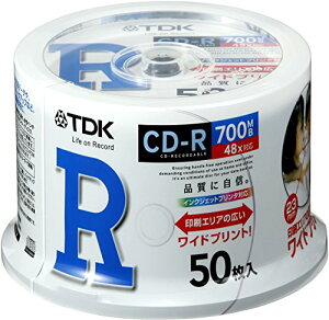 TDK �f�[�^�pCD-R 700MB 48�{���Ή� �z���C�g���C�h�v�����^�u�� 50���X�s���h�� CD-R80PWDX50PA