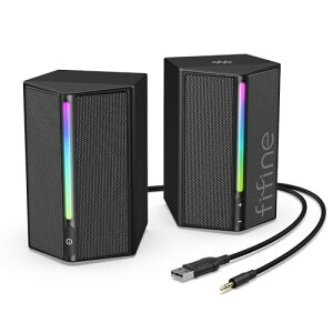 FIFINE �Q�[�~���O�X�s�[�J�[ �L�� 3.5mm�ڑ� �X�e���I�X�s�[�J�[ �d�ቹ RGB���C�g����\ USB���d PC/�X�}�z/�e���r�ɑ�