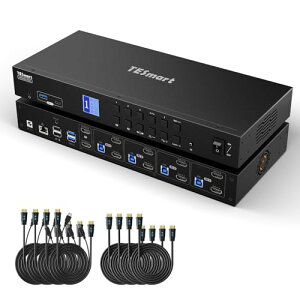 TESmart HDMI KVM�X�C�b�` 4����2�o�� USB3.0 4��p�\�R��2�䃂�j�^�[�Ή� 4K@60Hz KVM�ؑ֊� �f���A�����j�^