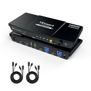 TESmart KVM�ؑ֊� �p�\�R��2�䃂�j�^�[1��؂�ւ� USB3.0 KVM�X�C�b�` 4K@60Hz HDMI EDID�@�\ �z�b�g�L�[