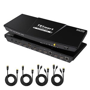 TESmart KVM�X�C�b�` HDMI 2����2�o�� �f���A�����j�^�[ �؂�ւ� �p�\�R��2�䃂�j�^�[2��Ή� 4K@60Hz �g���\�� ����