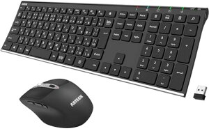 Arteck 2.4G�������C�����X �L�[�{�[�h �}�E�X �Z�b�g �y�� ���^ Type-C �[�d�� �t���T�C�Y �L�[�{�[�h �}�E�X �R���s���[�^