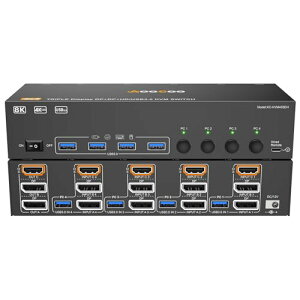 8K KVM�ؑ֊� 4PC 3���j�^�[�A�~���[/�g�����[�h HDMI + DP�|�[�g (8K@30Hz/4k@144Hz) USB3.0�|�[�g
