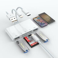 【MFi認証・2026最新】5in1 カードリーダー Lightning/USB-C/USB-A対応 SD/TF同時読み取り iPhone/iP