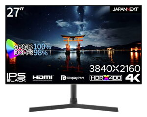 JAPANNEXT 27�C���` IPS BLACK�p�l������ 4K(3840x2160)�𑜓x �t�����j�^�[ JN-27IPSB4FLUHDR