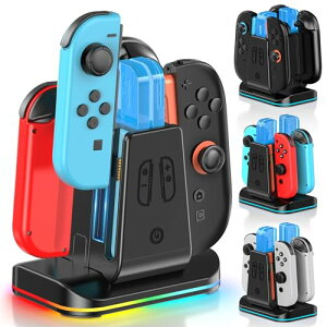 Switch 1/2 Joy-Con �[�d �X�^���h �X�C�b�` 2 �W���C�R�� �[�d�z���_�[ LED�C���W�P�[�^�[��RGB���C�g�t�� Switc