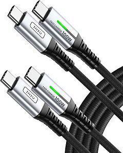 INIU USB C �P�[�u�� (2�{�Z�b�g 2m) 100W 5A PD QC4.0 �}���[�d �����f�[�^�]�� ���ϋv�i�C�����҂� Type