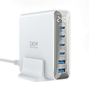 TOPADRE 240w �[�d�� PD3.1�Ή� 6�|�[�g�����}���[�d�yC1 �P�|�[�g140W MAX/�f�B�X�v���C���� /1.5m�P�[�u���t�z
