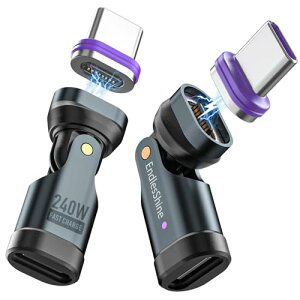 ENDLESSHINE �}�O�l�b�g USB C to C ���C�A�_�v�^�[ �R�l�N�^PD 240W 16 �s�� 540° ��]�[�d�|�[�g���� �Ή�