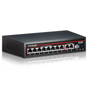 FOXNEO 1000Mbps PoE �n�u �X�C�b�`���O�n�u PoE���d�|�[�g���� 11�|�[�g�iPoE�|�[�g*8 �A�b�v�����N�|�[�g*2 SF