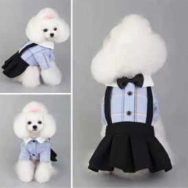 【送料無料】犬服 ワンピース 学生服 犬 服 洋服 制服 犬ドレス かわいい おしゃれ 小型犬 中型犬 ペット服 通気 散歩 お出かけ 記念撮影 カップル