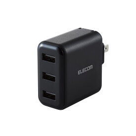 エレコム MPA-ACU12BK USB 充電器 ACアダプター コンセント（3.6A/Aポート×3）スマートフォン・タブレット用 ブラック 【沖縄・離島 お届け不可】