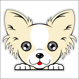 車 シール ステッカー 耐水 チワワ ロングコートチワワ フェイスステッカーBIG ペット 犬 転写シール ペット 車用 キズ隠し 傷隠し【名入れ対象外】