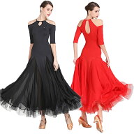 タンゴドレス 社交ダンス モダンドレス 衣装 大きいサイズ 大きい裾 ダンス発表会 ステージ スタンダード…
