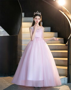 ドレス 子供 発表会 ピンク 結婚式 女の子 ジュニア ピアノ発表会 120 130 140 150 170 フォーマル ワンピース コンクール 袖無し ノースリーブ ロングドレス トレーン キッズドレス パーティドレ