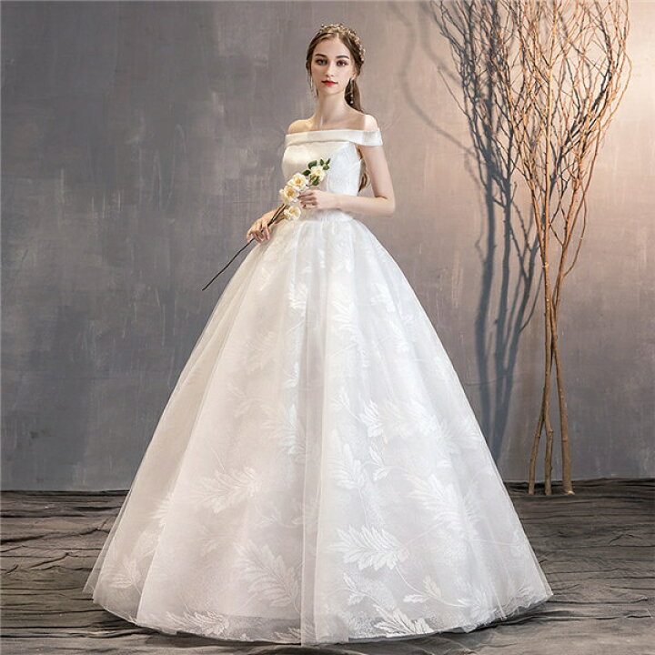 楽天市場】送料無料 ウェディングドレス オフショルダー ウエディング  