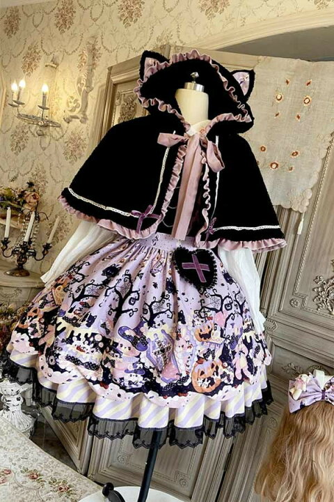 楽天市場】ワンピース ロリータ ハロウィン 魔女風 黒猫 リボン 