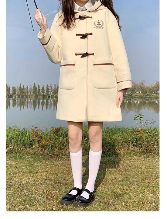 楽天市場】ダッフルコート ステンカラーコート 学生風 ロリータ 冬服 