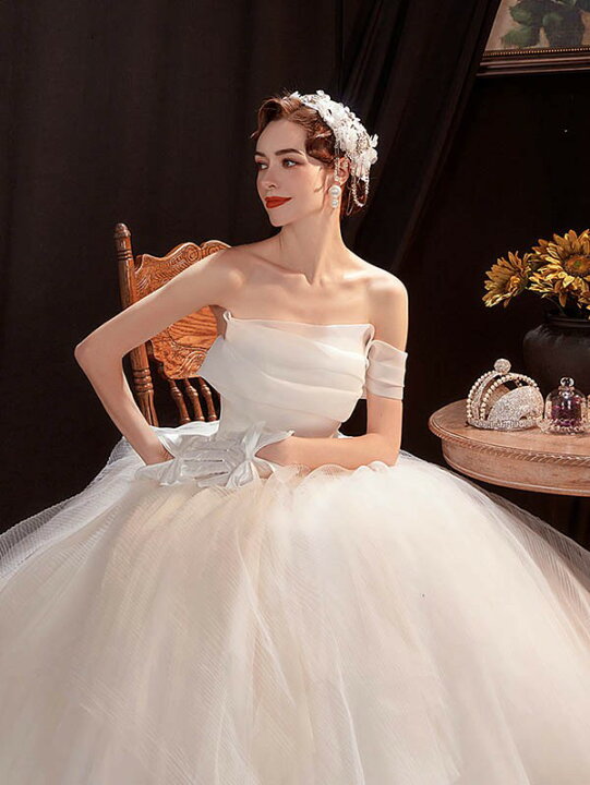 楽天市場】花嫁 ウェディングドレス ビスチェタイプ プリンセスライン  