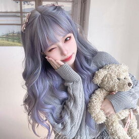 フルウィッグ グラデーション lolita 長髪 ロリータ風 原宿風 日常もOK かつら 巻き毛 ゆめかわいい ゆめかわ ウィッグ 前髪あり パープル グレー ブルー レディース コスプレ 可愛い ロング 耐熱ウィッグ コスチューム 小顔効果抜群 文化祭 学園祭 イベント dp257n1n1t2