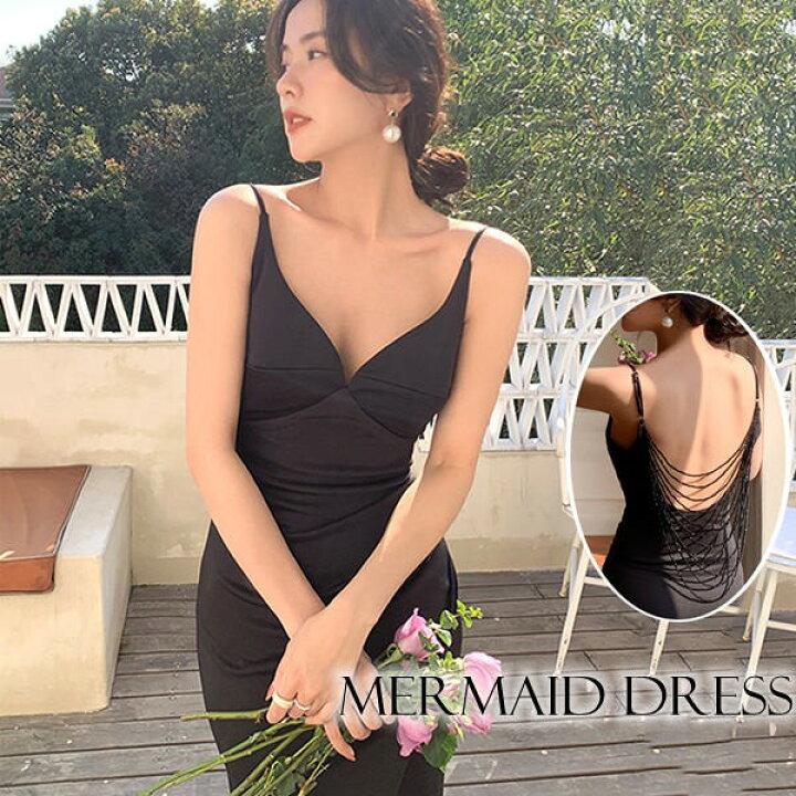 楽天市場】【送料無料】ロングドレス 黒 マーメイドライン  