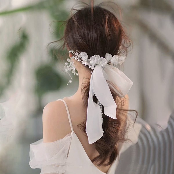 【楽天市場】髪飾り リボン 花 ウェディング ブライダル 韓国風