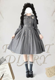 ロリータ ワンピース レディース ロング lolita フレアスカート イギリス風 可愛い 大人 カーキ ベージュ グレー M L XL 2XL cm070t2