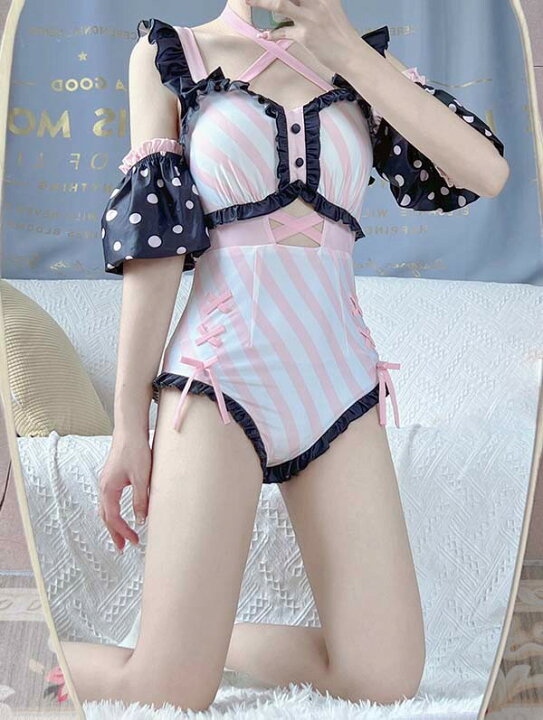 楽天市場】ワンピース水着 レディース ロリータ風 かわいい フリル オフショルダービキニ 透明感あり 縞柄 水玉 リボン 水着 肩出し 着痩せ 撮影 温泉 プール ビーチ 水色 ピンク ブラック S M L ec101t2t2t2 : ドレス・ファッション エブリ