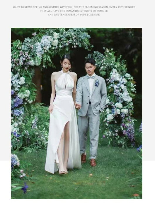 楽天市場】ウェディングドレス ロングドレス ホルターネック 後ろ  