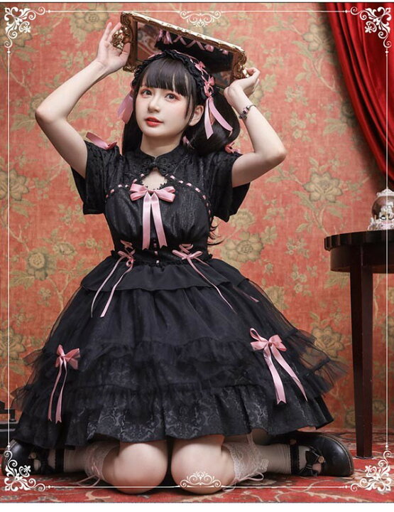楽天市場】ロリータワンピース ゴスロリ クラロリ 黒 ブラック 