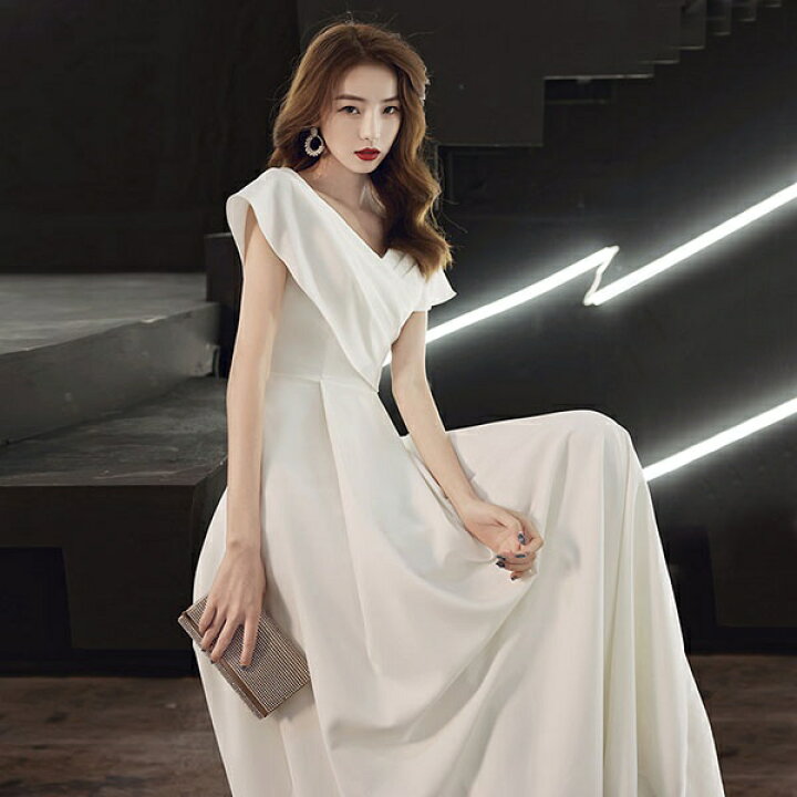 楽天市場】パーティードレス ウェディングドレス 総レース Vネック A  