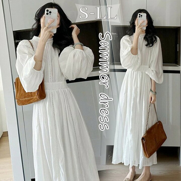 楽天市場】パフスリーブ ワンピース レディース 大人可愛い 夏ワンピ  