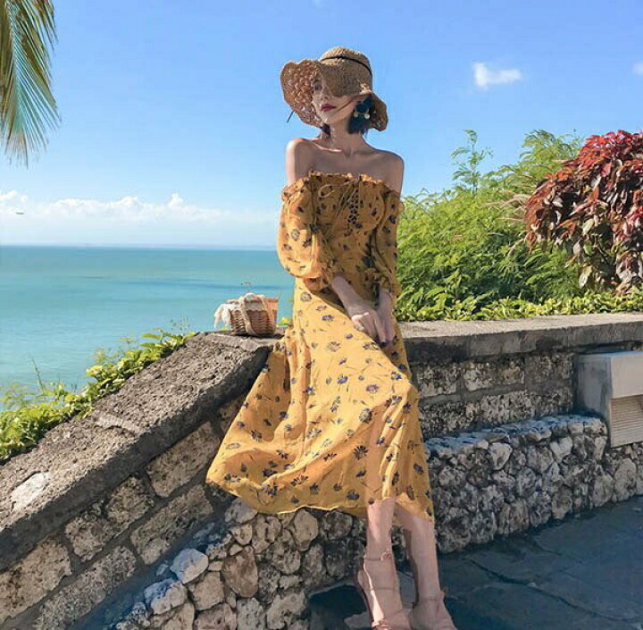 セルフポートレイト 背中リボン マキシ丈 ノースリーブ ワンピース 