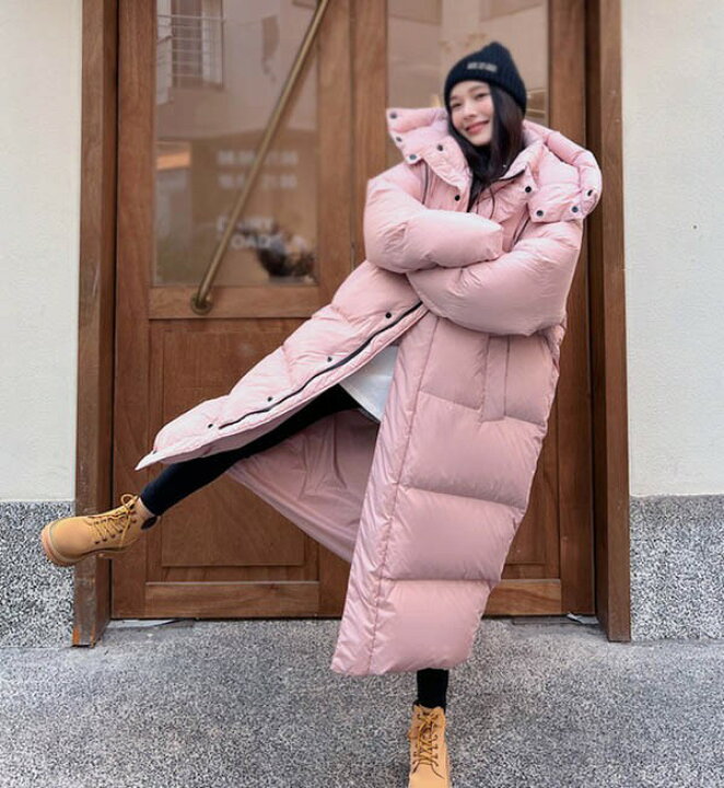 ファッションの ダウンコート レディース ロング ベンチコート フード アウター ジャケット 大きいサイズ ダウンジャケット 90％ダウン シンプル  冬服 柔らかい 無地 ロングコート 暖かい 防寒性抜群