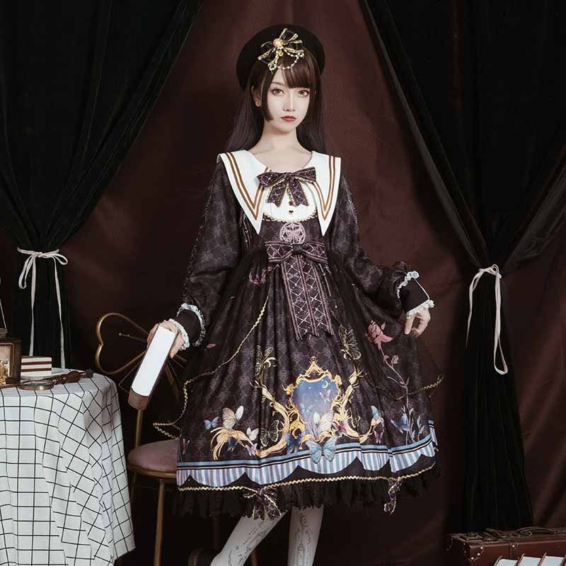 栀】LO759 lolita オリジナル 洋服 ロリータ ワンピース 暗黒-