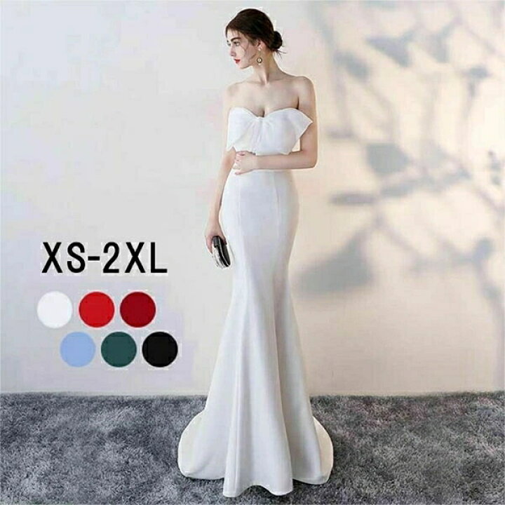 楽天市場】マーメイドライン ドレス イブニングドレス 大きいリボン  