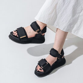 【公式】【SALE／66%OFF】イーボル EVOL 軽量4cmベルトサンダル サンダル ブラック レディース 靴 スポサン 厚底 シャークソール ベルクロ スタイルアップ ホールド感 旅行 シンプル マジックテープ スポーツサンダル
