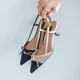 【公式】【SALE／42%OFF】イーボル EVOL 軽量 リボンチュールバックバンドパンプス ブラック 25ss 新作 靴 レディース パンプス チュール リボン 結婚式 パーティー ストラップ OL オフィス バックストラップ 小さいサイズ 22cm