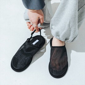 【公式】【SALE／50%OFF】イーボル EVOL 軽量・柔らかい ラウンドチュールミュール フラットシューズ ブラック 25ss 新作 靴 レディース パンプス ミュール フラット ペタンコ ラウンドトゥ チュール ソフト シアー モード 大きいサイズ LL