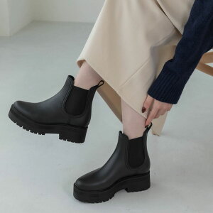 【公式】イーボル EVOL 晴雨兼用 完全防水サイドゴアレインブーツ レインシューズ ブラック 靴 レディース ブーツ レインブーツ ショートブーツ 防水 雨 定番 シンプル 厚底 カジュアル シン