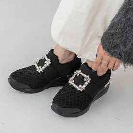 【公式】イーボル EVOL 【手を使わずにスッと履ける・柔らかい】軽量スクエアビジューヒールアップスニーカー ブラック 靴 レディース 25aw 新作 スニーカー 厚底スニーカー スタイルアップ 軽量 美脚 カジュアル 大きいサイズ 25cm