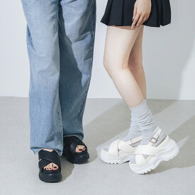 【公式】イーボル EVOL 【XS-LLサイズ展開・柔らかい】厚底パデットクロスサンダル 靴 レディース シューズ26ss 新作 サンダル 厚底 スポサン クッション 軽い 美脚 脚長 スタイルアップ 低身長 バックストラップ サイズ調節 フィット感 カジュアル