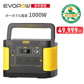 【P2倍＆74,801円OFFクーポン配布中！7/4 20時から】Evopow ポータブル電源1000W 大容量 1024Whリン酸鉄リチウムイオン 長寿命 出力瞬間最大2000W 非常用バッテリー ポータブルバッテリー 蓄電池 非常用電源 バックアップ電源 純正弦波 車中泊 防災 PSE認証済