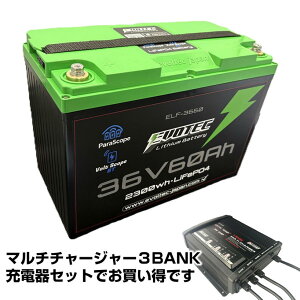 36V 60Ah LiFePO4���`�E���o�b�e���[ ELF-3660PVS �D���Ή� ��������\ �ڑ���Ԃł̏[�dOK �V���o�b�e���[�̕���ڑ���OK �u���[�g�D�[�X �h���@�\ �O���[�v31�T�C�Y �{�C�W���[MF31�Ɠ��T�C�Y ��