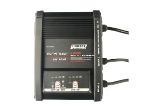 マルチチャージャー 2BANK 24V 15V 12V バッテリーと他1台充電可能 2台同時充電 防水 防塵 オンボード充電器 鉛バッテリー 充電 LiFePO4バッテリー充電 AGMバッテリー充電 マルチ充電器 多バンク EVOT