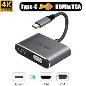 Ewise HDMIϊ A_v^[ [ HDMI VGA o 𑜓x 1080p ] Type-c to HDMI VGA ϊ A_v^ P[u ϊA_v^[ typec [ macbook pro air / ipad / surface Go / Galaxy S10 Ή ] iPad 2021Ή