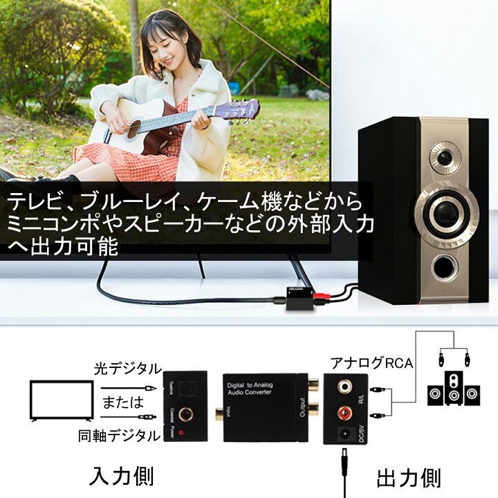 楽天市場 メール便全国送料無料 Daコンバーター デジタル アナログ オーディオ変換器 音声変換器 音声変換 テレビ Ps4 ブルーレイ Dvd Usb デジタル音声からアナログ音声へ変換 光デジタル オーディオ から アナログオーディオ 変換 アンプ スピーカー Ewise