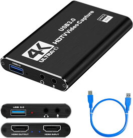 ビデオキャプチャー USB 4K HDMI パススルー ビデオ キャプチャカード ビデオキャプチャ USB3.0高速伝送 switch 対応 mac pc 外付け ps5対応 1080p 60fps Switch配信 ライブストリーミング ゲーム配信 録画 配信 生放送